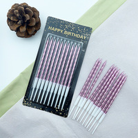 Bougies d'anniversaire colorées en fil de verre, lot de 10 pièces, pour gâteaux, fournisseur, nouveauté, vente chaude