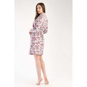 Robe courte matelassée à col châle et manches longues pour femme – Vêtement de nuit confortable - Product Image 1