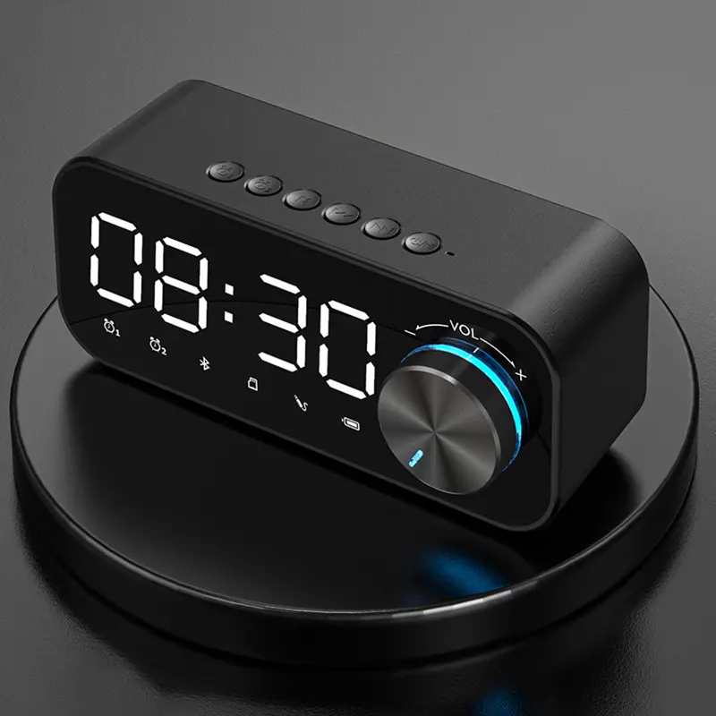 APP Volume Knob Subwoofer Mini Portable Desktop Alarm Clock LED Speakers Bass FM Radio Wireless Speaker Night Light BT Speaker