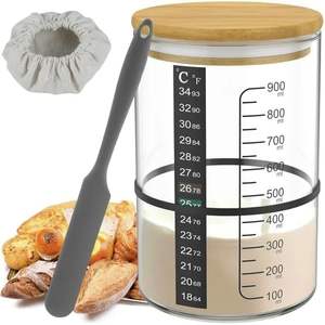 Kit de levain pour pain au levain - Pot en bambou de 34 oz avec design réutilisable, 5 caractéristiques uniques pour un pain au levain parfait - Product Image 1