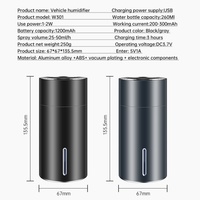 Nano Fog Intelligent AI Chip Spay Light Button Essential Oil Vehicle Humidifier Home Fragrance Humidifier Usb English 3 Hours