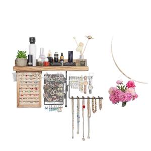 Organisateur de bijoux suspendu en bois créatif support mural avec présentoir de collier rotatif pour boucles d'oreilles et bagues - Product Image 5