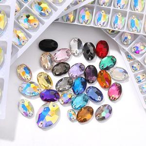 Adornos y accesorios de cristal con base plana, cosidos a mano, perforados con diamantes, para vestidos de novia y de baile, con pedrería. - Product Image 2
