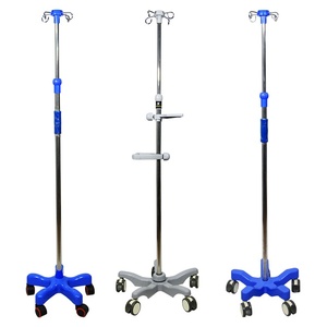 Factory direct supply thickened height adjustable stainless steel mobile IV stand drip stand infusion pole - Product Image 5