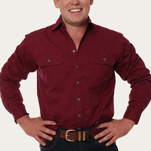 Nút xuống denim Hi VIS mồ hôi Snap ngọc trai nút dài tay áo váy cao pearlsnap xây dựng trang phục áo sơ mi phương Tây - Product Image 4