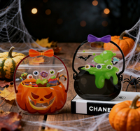 Pochette transparente compressible en forme de citrouille, sacs cadeaux transparents en forme de citrouille, cadeau de fête anti-stress pour enfants à l'Halloween