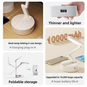 Lampe de bureau LED moderne super lumineuse, longue autonomie, protection des yeux, batterie externe, corps en plastique blanc pour étudiants, école, dortoir - Product Image 5
