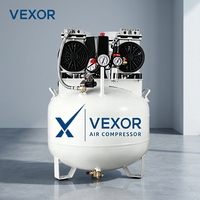 Compresseur d'air dentaire professionnel silencieux et portable sans huile 2HP 50L, pompe à piston 8 bars, moteur monophasé refroidi par air
