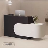 Mostrador de Recepción de Madera Negra Moderno Personalizado con Partición, Muebles Comerciales para Hotel, Tienda de Ropa, Boutique