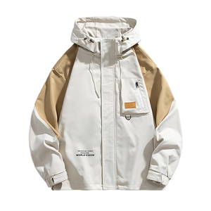 Veste d'extérieur grande taille décontractée imperméable respirante à capuche intégrale zippée coupe-vent à motif lettres pour la pêche et la randonnée - Product Image 1