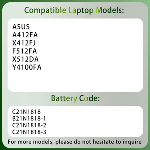 แบตเตอรี่แล็ปท็อป <span class=keywords><strong>C21N1818</strong></span> OEM สำหรับ Asus A412FA X412FJ X512DA F512FA Y4100FA แบตเตอรี่โน้ตบุ๊ค - Product Image 2