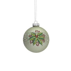 Fournitures <span class=keywords><strong>de</strong></span> noël Offre Spéciale boules <span class=keywords><strong>de</strong></span> verre vertes, ornements avec <span class=keywords><strong>fleurs</strong></span> pour décoration <span class=keywords><strong>de</strong></span> vacances et cadeau <span class=keywords><strong>de</strong></span> nouvel an - Product Image 4