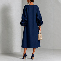 Nouvelle Collection 2026 : Robe Longue Maxi Élégante pour Femme avec Manches Lanterne et Poignets Floraux 3D en Tissu Texturé Ample – Idéale pour les Événements