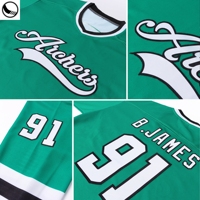 Maillot de hockey sur glace personnalisé à col montant, respirant, avec impression HD, broderie 3D, séchage rapide, et logo, nom et numéro en patch sergé