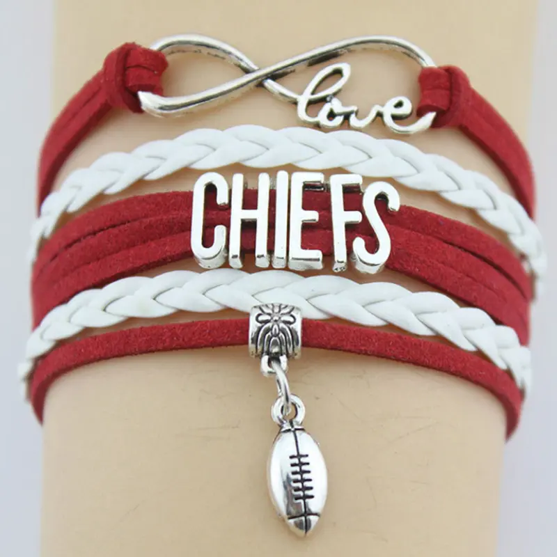 Gelang Kulit Sepakbola Kansas City Chiffon, Gelang Infinity NFL