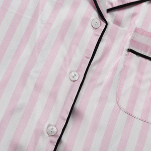 Set di pigiami in raso a righe Chic da <span class=keywords><strong>donna</strong></span> di alta qualità stile di lusso con elastico <span class=keywords><strong>rosa</strong></span> per l'estate primavera - Product Image 3