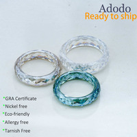 Bague en diamant pour homme, personnalisée, luxueuse, avec un serti facetté, en moissanite blanche/vert bleu VVS GRA, design unique en forme de cercle
