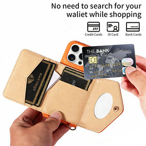 Étui de téléphone bandoulière en cuir PU de haute qualité avec porte-cartes et miroir, coque arrière portefeuille pour <span class=keywords><strong>iPhone</strong></span> 17 16 15 - Product Image 5