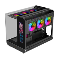 ESGAMING Airplane Open Door Micro ATX ITX Pc Case Mid Tower Tempered Glass Gaming Computer Cases & Towers With Screen Display