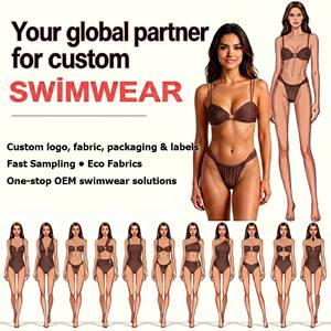 Costume da bagno da donna OEM personalizzato con fascia regolabile e perizoma, set bikini a fascia con stelle, tinta unita, effetto stropicciato, per la spiaggia - Product Image 3