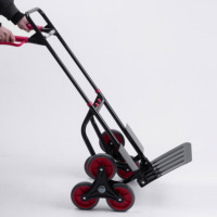 Carritos de acero personalizados de fábrica Boutique para almacén, 6 ruedas de escalada, pasamanos retráctiles, 120KGS