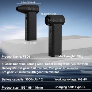 พัดลมมือถือแบบเทอร์โบแรงดันสูง 110000 รอบต่อนาที พัดลมพกพา เครื่องเป่าลมเทอร์โบเจ็ท พัดลมไฟฟ้าทรงพลัง เครื่องเป่าลมสำหรับล้างรถ - Product Image 6
