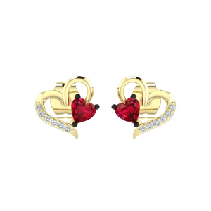 925 Sterling Silver Gold Plated Heart Shape <b>Red</b> Cubic Zirconia Stud <b>Earrings</b> for Women Romantic CZ Jewelry Wedding Anniversary - Product Image 3