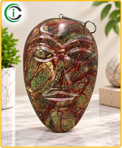 Masque mural tribal en marbre brun sculpté de 10 pouces, à suspendre pour l'aménagement intérieur du salon, du bureau, de la réception et de l'hôtel - Product Image 1