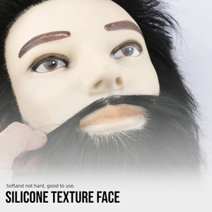 CestoMen Outils de pratique de coupe de cheveux Tête de mannequin d'entraînement d'étudiant de barbier en caoutchouc durable avec barbe - Product Image 5