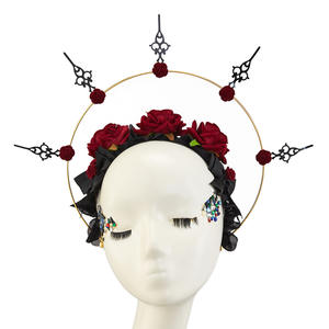 Vrouwen Feest Puntige Hoofddeksel Donkere Gothic Bloem Lolita Maagdelijke Halo Kroon Hoofdband - Product Image 1
