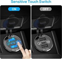 Prise industrielle double USB Type A/C 12V avec voltmètre numérique, charge rapide, interrupteur en aluminium pour caravane, camping-car, bateau