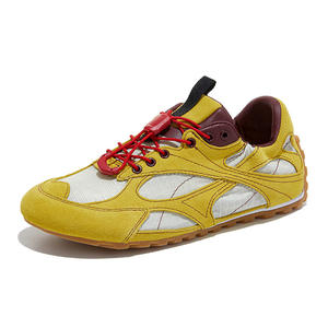 Zapatillas de entrenamiento de cuero genuino para mujer, estilo nuevo Primavera 2026, con diseño de bloques de color y punta voluminosa, estilo 'ugly cute', zapatillas planas informales - Product Image 1