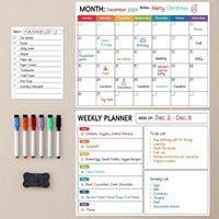 Calendrier de réfrigérateur ensemble de planificateur mensuel magnétique avec autocollant pour tableau blanc PVC magnétique réfrigérateur Message Sticky Note Menu