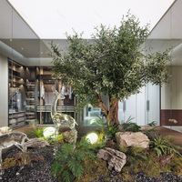 Arbre d'olivier artificiel en plastique écologique de 2 m, fait main, finition naturelle, autoportant, facile à installer pour l'intérieur et l'extérieur