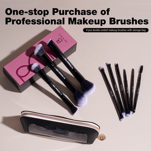 Ensemble <span class=keywords><strong>de</strong></span> pinceaux <span class=keywords><strong>de</strong></span> maquillage double embout BS-MALL, logo personnalisé, 9 pièces, pinceaux professionnels noirs pour <span class=keywords><strong>fond</strong></span> <span class=keywords><strong>de</strong></span> <span class=keywords><strong>teint</strong></span>, contour et poudre, avec trousse <span class=keywords><strong>de</strong></span> maquillage - Product Image 5