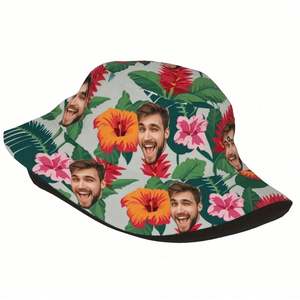 Casquette de pêcheur personnalisée pour l'été, chapeau bob personnalisé, motif feuille de dessin animé, chapeau de plage amusant pour hommes et femmes, créez votre propre photo - Product Image 5