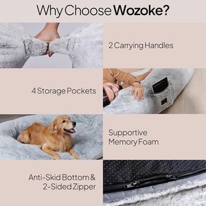 WOZOKE Cuccia Gigante per Cani a Grandezza Naturale per Adulti e Animali Domestici 74x50x12 Pollici, in Memory Foam Antidolorifico, Pelliccia Sintetica, Forma Ovale, Antiscivolo - Product Image 5