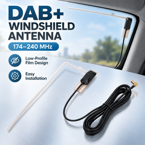 Antenna radio DAB a forma di L con pellicola per finestra, cavo da 3m e connettore SMB ad angolo retto per ricevitori digitali per veicoli - Product Image 1