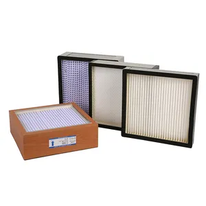 Mini pleat HEPA filter media pack with H13 and H14 grade fiberglass polypropylene PTFE