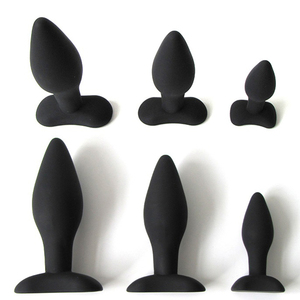 Set de 3 Tapones Anales de Silicona Negra para Masaje, Tamaños Graduados, Juguete Sexual Vibrador - Product Image 2