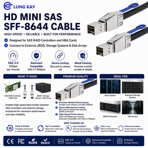 12Gbps HD มินิ SAS SFF-8644 ถึง SFF-8644 สายเคเบิลภายนอก SAS 3.0 สายข้อมูลความเร็วสูงสำหรับเซิร์ฟเวอร์ RAID การจัดเก็บข้อมูล JBOD การขยาย - Product Image 3