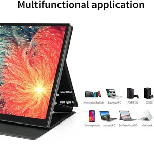 Monitor portatile Touchscreen, 14 "FHD 1080P Monitor portatile con HD MI USBC Monitor da gioco HDR IPS Display esterno