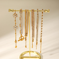 Bracelets tendance en acier inoxydable plaqué or 18 carats avec diamants pour femmes, accessoires de mode, design mixte, bracelet en pierre naturelle pour femmes
