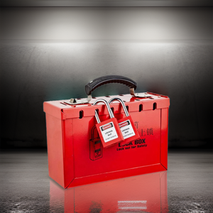 내부 슬라이드 버튼과 12 개의 자물쇠 구멍이 있는 벽걸이 및 휴대용 안전 RED <span class=keywords><strong>BOX</strong></span> 그룹 잠금 상자 - Product Image 6