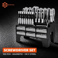 Ensemble de tournevis magnétiques de 100 pièces avec support en plastique, outils à main multi-embouts pour la réparation à domicile et en atelier
