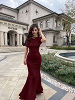 Vestidos Largos Elegantes de Un Solo Hombro con Fruncido, Cintura Alta y Espalda Descubierta para Mujer al por Mayor