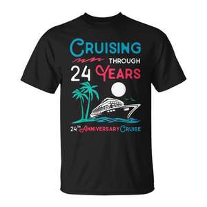 Camiseta de crucero para el 24.º aniversario de boda, 24 años de matrimonio celebrados con una camiseta promocional personalizada - Product Image 1