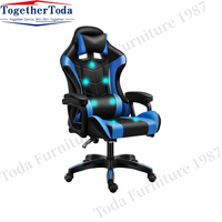 Chaise de jeu de course de joueur de bureau, chaises de jeu ergonomiques en cuir avec réglable et massage, les couleurs de chaise peuvent être personnalisées
