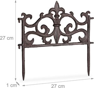 Recinzione Rustica <span class=keywords><strong>in</strong></span> Ghisa <span class=keywords><strong>per</strong></span> <span class=keywords><strong>Giardino</strong></span>, Design Vintage, Bordo <span class=keywords><strong>per</strong></span> Aiuole 27x27cm Marrone - Product Image 4