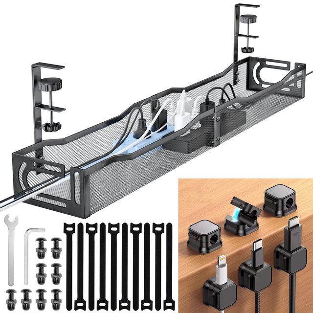 Cable Management Under Desk, for Standing Desk, Computer Wire Management for Home Office & Gaming Setup,